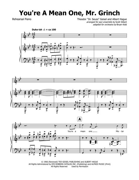 You Re A Mean One Mr Grinch Arr Bryan Kidd By Albert Hague Sheet