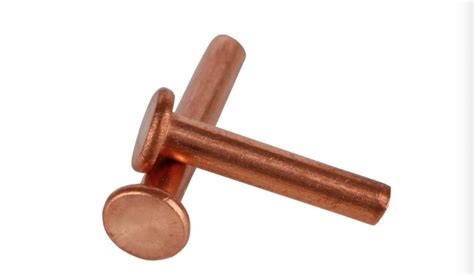 Red Copper Solid Flat Head Rivets Fasteners Good Corrosion Resistance