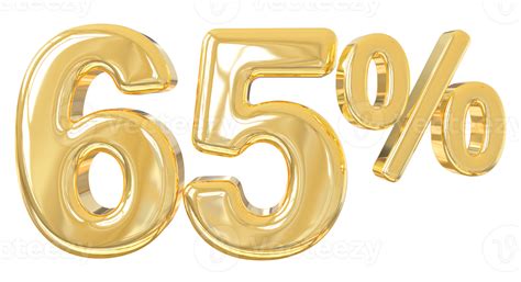 Number 65 percent gold 3D 9313562 PNG