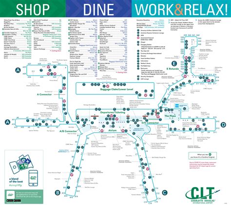 Clt Airport Terminal Diagram Airport Clt Map Diagram Charlot