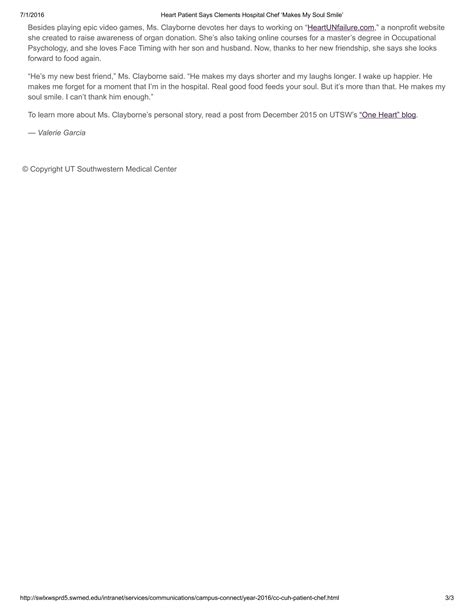 Heart Patient Says Clements Hospital Chef ‘Makes My Soul Smile’ | PDF