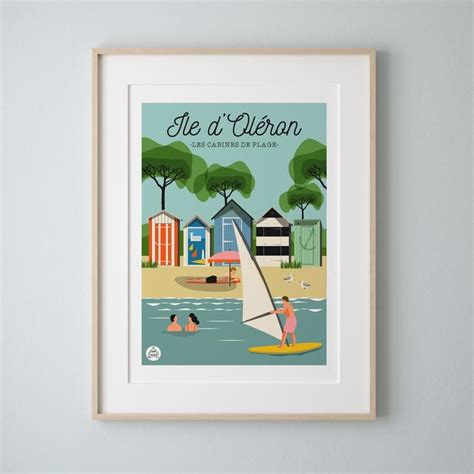 Affiche ile d Oléron Les Cabines De Plage serie Etsy France Ile d