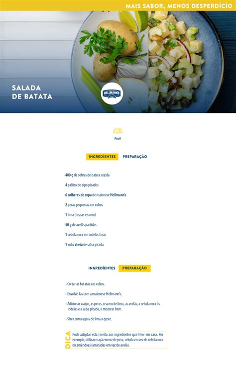 Hellmann s Salada de Batata Livro Contra o Desperdício