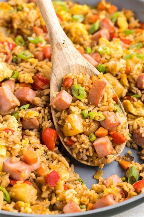 Easy Hawaiian Fried Rice Recipe Ham And Pineapple • The Fresh Cooky