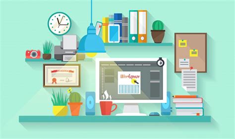 Free Vector Business Workspace In Room Interior
