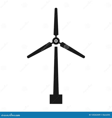 Wind Turbine Icon Windmill Silhouette Black Isolated On White