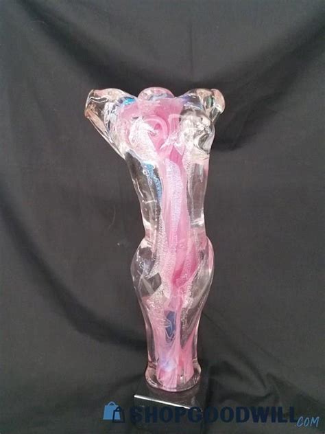 Art Glass Nude Sculpture In Pinks Illegibly Signed ShopGoodwill
