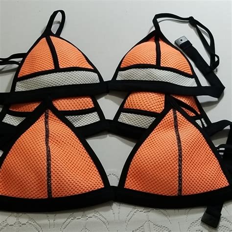 Triangl Swimwear Swim T Triangl Orange Mesh Bikini Top Various Poshmark