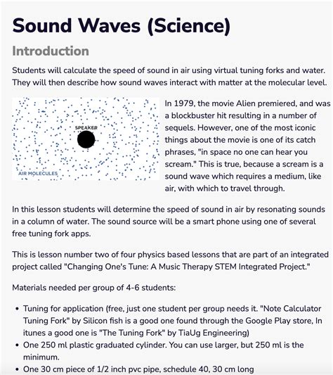 Sound Waves Lesson Plan For 9th 12th Grade Lesson Planet