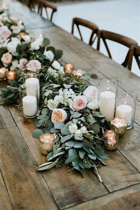 Romantic Wedding Centerpieces With Candles Roses Rings