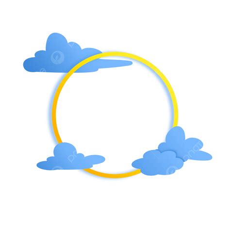 Gambar Bingkai Bulatan Kuning Dengan Awan Biru, Twibbon, Rangka, Awan ...