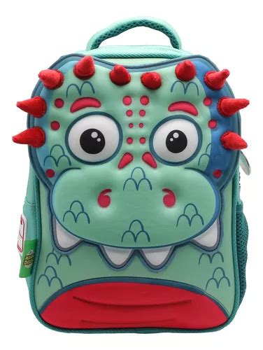 Mochila Escolar Cresko Mundo Dino 12p Infantil Jardin Color Verde