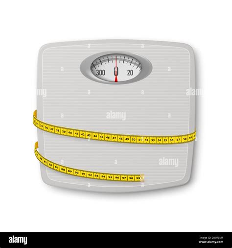 Vector 3d Realistic Bathroom Scales With Measuring Yellow Tape