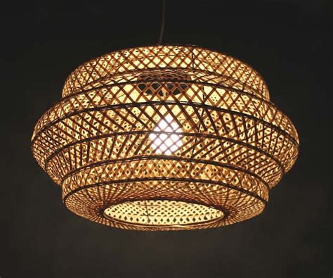 Natural Bamboo Lampshade Fixture Bamboo Lighting Pendant Etsy