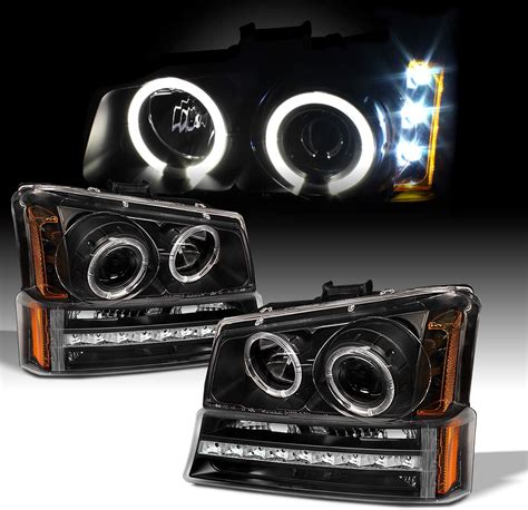 BUMPER LAMP 2003 2006 CHEVY SILVERADO HALO LED AMBER CHROME PROJECTOR