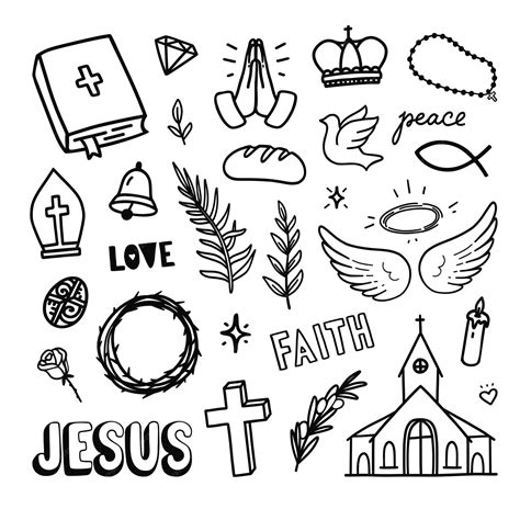 Premium Vector Christian Doodles Vector Hand Drawn Illustrations