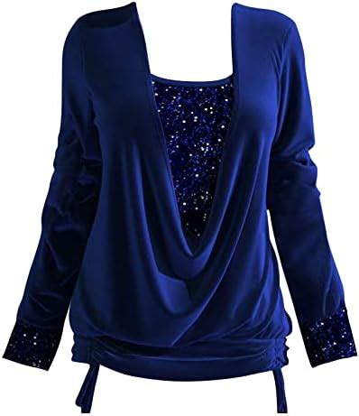 Tunika Damen Elegant Pailletten Oberteil Festliche Bluse Arm Tunika