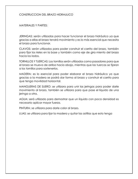 Trabajo Brazo Hidr Ulico Con Jeringas Andrea Pdf Descarga Gratuita