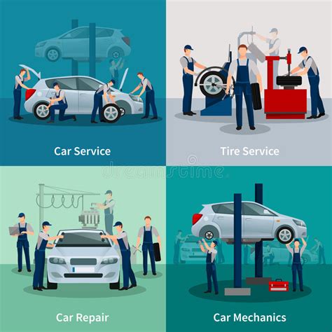 Car Service Repair Infographics Stock Vector Illustration Of