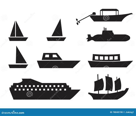 Ship And Boat Icons In Simple Style Vector Stock Vector Illustration