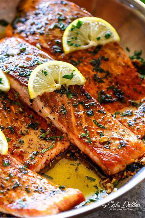 Pan Seared Salmon With Lemon Garlic Butter Sauce Cafe Delites In 2020 Fried Salmon Recipes