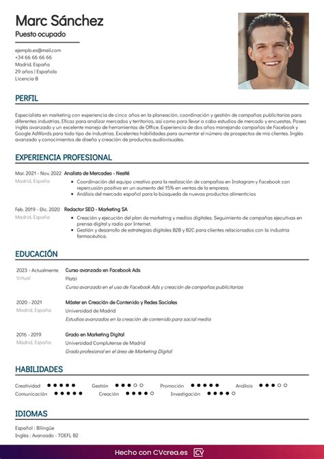 Plantilla de Curriculum Vitae Sencillo Guía