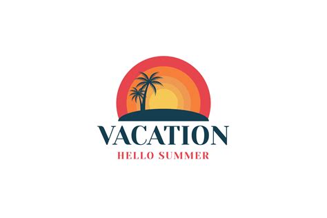 Beach Vacation Logo Vector Illustration Graphic By Dyn Studio