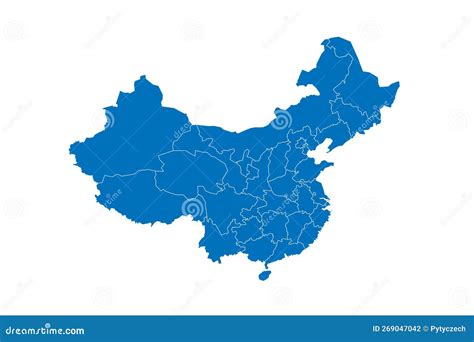 China Political Map Divide By State Colorful Outline Simplicity Style