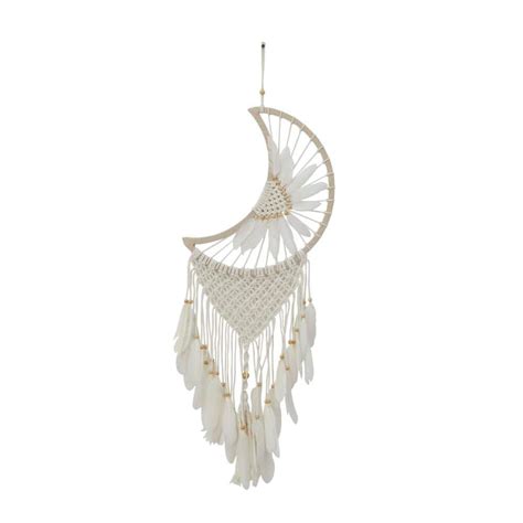 Litton Lane White Macrame Handmade Intricately Woven Dreamcatcher Wall