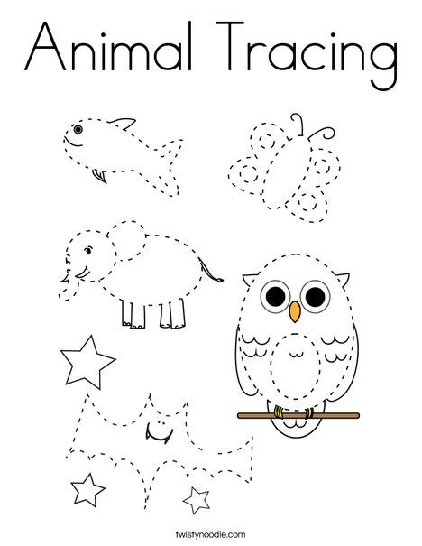 Animal Tracing Coloring Page - Twisty Noodle