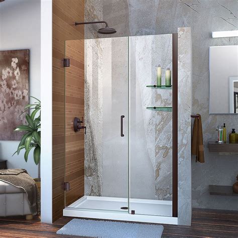 Dreamline Unidoor 47 To 48 Inch X 72 Inch Frameless Hinged Pivot Shower Door In Oil Rubbed