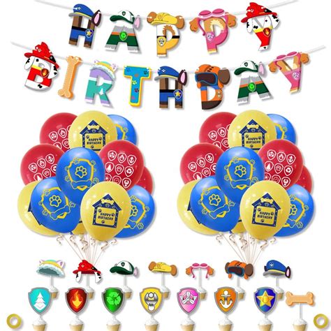 Buy LA FIESTA Paw Patrol Birthday Decorations – Paw patrol birthday banner, balloons, Cake ...