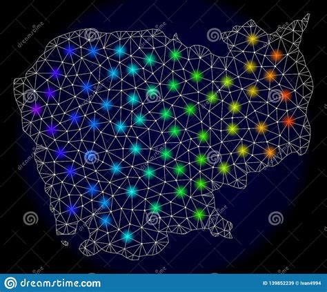 Res Muerta Poligonal Mesh Map De Camboya Con Los Puntos Ligeros