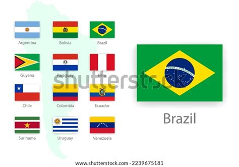 Set Flags South American Countries Proportion Stock Vector (Royalty ...