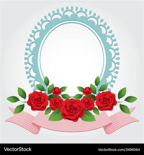 Red Roses Round Shape Frame And Border Royalty Free Vector