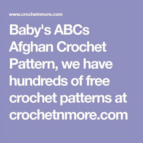 Babys Abcs Afghan Crochet Pattern We Have Hundreds Of Free Crochet