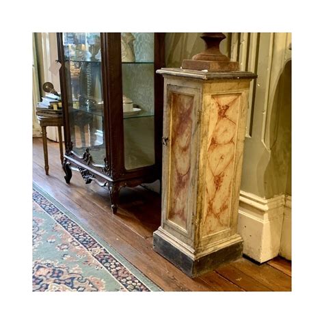 C19th Pair Of Pedastal Swedish Faux Marble Featuring Cupboards