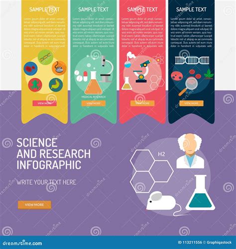 Infographic Science Template Icons In Different Colors Include