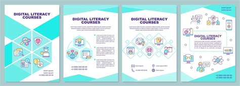 Digital Literacy Courses Brochure Template Computer Skills Leaflet Design With Linear Icons 4