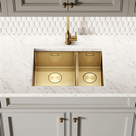 Cubo Brushed Gold Undermount Kitchen Sink Lusso