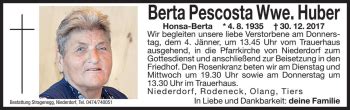 Traueranzeigen Von Berta Huber Trauer Bz