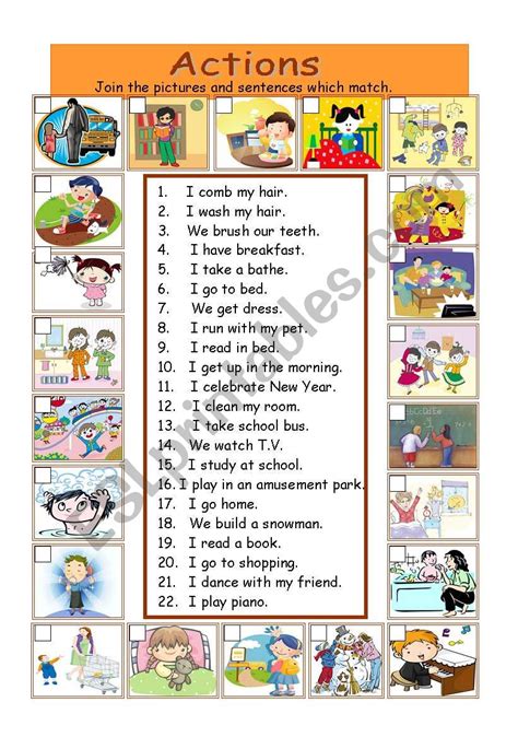 ACTIONS - ESL worksheet by areevan