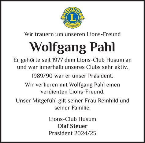 Traueranzeigen Von Wolfgang Pahl Sh Z Trauer