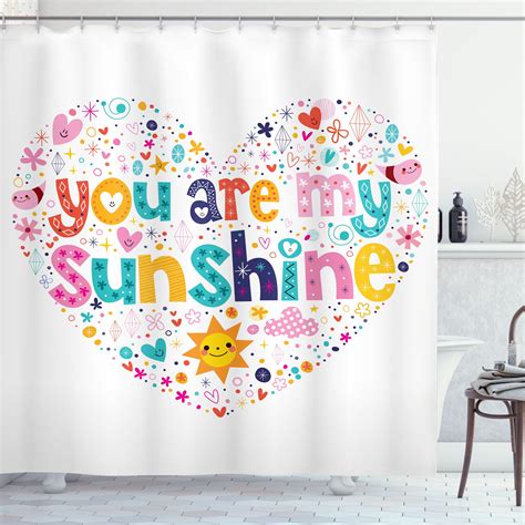 Quote Shower Curtain Heart Shaped Sunshine Motivational Quote With