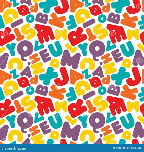 Colorful Kids Danish Alphabet Letters Seamless Pattern On White