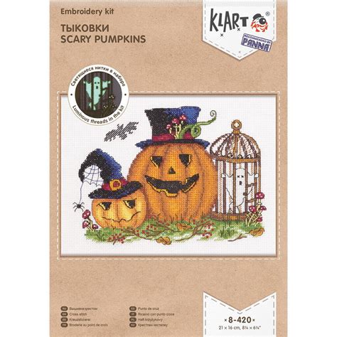 Counted Cross Stitch Kit Klart Scary Pumpkins 8 420