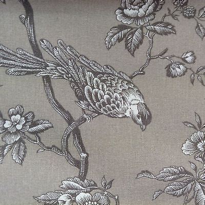 French Bird Toile Natural Beige 280cm/108" Wide Curtain/ upholstery ...