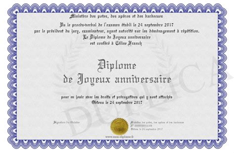 Diplome De Joyeux Anniversaire