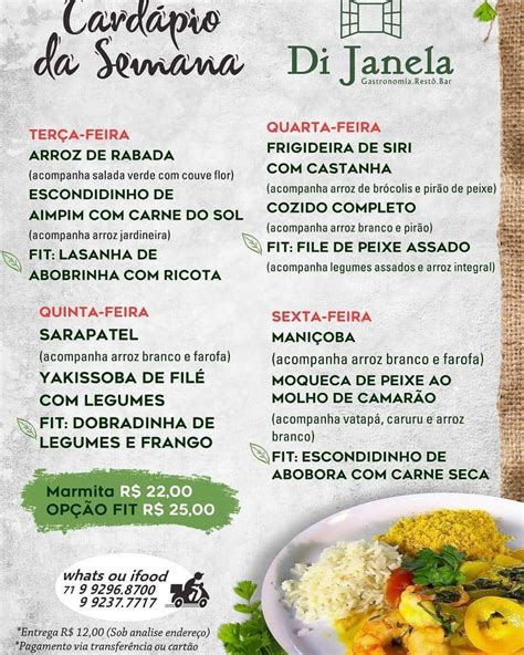 Menu Em Di Janela Gastronomia Rest Bar Salvador