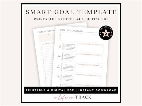 Smart Goal Template Smart Goal Printable Goal Setting Worksheet Goal